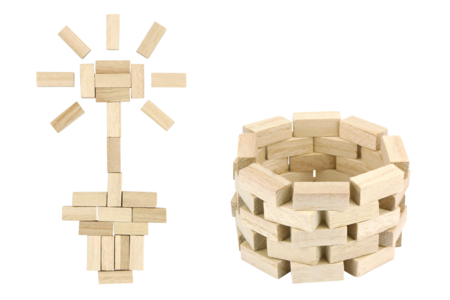 Briquettes de constructions en bois - 250 pièces - Bâtons et tiges en bois – 10doigts.fr