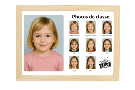 Cadre en bois "Photos de classe" à personnaliser - Cadres et clips photos : des supports uniques pour afficher vos souvenirs – 10doigts.fr