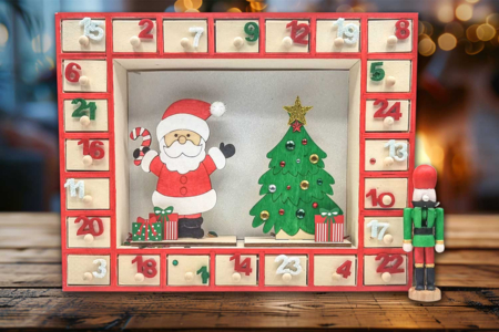 Calendrier de l'avent bois rectangle décoré - Calendriers de l'Avent – 10doigts.fr