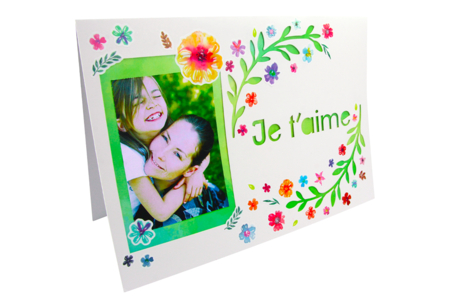 Cartes cadres "Je t'aime" + gommettes - 6 cartes - Cartes et poèmes de fêtes – 10doigts.fr