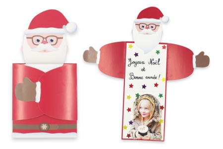 Cartes de vœux Père Noël "câlin" - 6 pièces - Kits carteries – 10doigts.fr