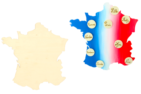 Carte de France en bois - Déco en bois – 10doigts.fr