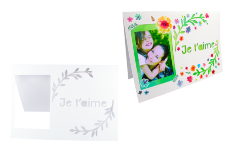 Kit 6 cadres "Je t'aime" + gommettes - Cadres et clips photos – 10doigts.fr