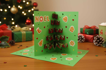carte pop up sapin 3d - Activités manuelles cartes de Noël – 10doigts.fr