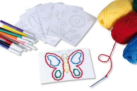 Cartes à broder et à colorier - 7 cartes assorties - Kits Mercerie – 10doigts.fr