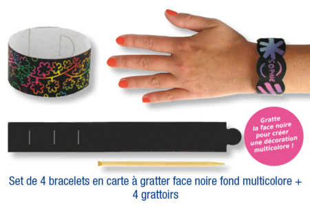 Bracelets en carte à gratter + grattoirs - 4 pcs - Cartes à gratter, à poinçonner – 10doigts.fr