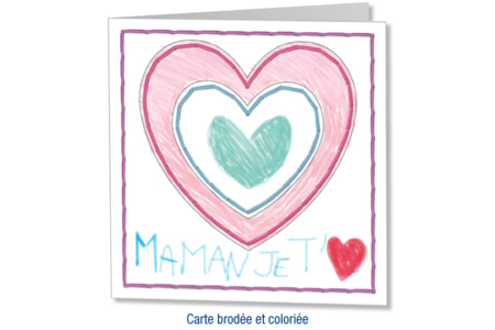 Cartes cœur à broder et à colorier - Lot de 6 cartes - Toiles à broder – 10doigts.fr
