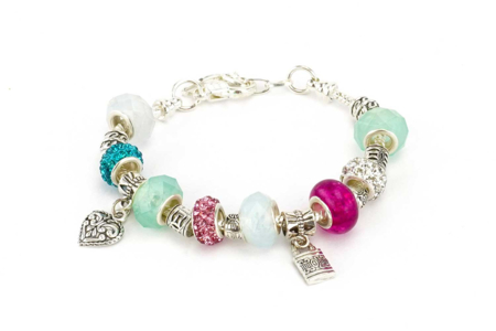 Perles à facettes + charm's en métal - 39 perles - Bijoux charm's – 10doigts.fr