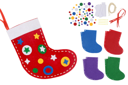 Kit 4 chaussettes de Noël en feutrine à broder - Kits créatifs Noël – 10doigts.fr