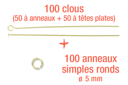 Set de clous de bijoutier, dorés ou argentés - 10doigts.fr