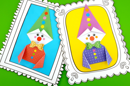 clown origami DIY enfnats - Activités manuelles Carnaval, Mardi gras – 10doigts.fr