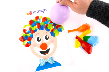 Clown peinture ballon enfant - Activités manuelles Carnaval, Mardi gras – 10doigts.fr