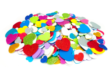 Stickers cœurs en caoutchouc souple - 500 pcs - Décorations coeurs – 10doigts.fr