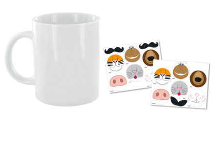 Kit 12 mugs + 12 stickers museaux d'animaux - Supports en Céramique – 10doigts.fr