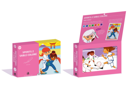 Coffret d'Activité cartes sables - sport filles - Coffret Sable coloré – 10doigts.fr