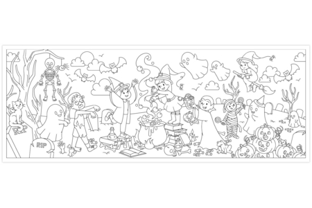Nappe à Colorier Halloween 180x80 Cm – Grand Format, Enfants, Activité Créative, Décoration Fête