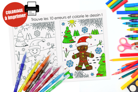 Coloriage de Noël + jeu des 10 erreurs - Tutos Carterie – 10doigts.fr