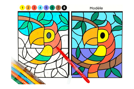 Coloriages aux numéros - Thème Animaux de la Jungle - Coloriage – 10doigts.fr