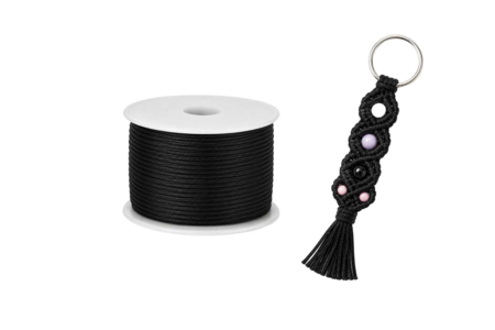 Cordon polyester queue de rat noir macramé - Cordons queue de rat – 10doigts.fr