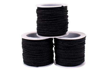 Cordon polyester queue de rat noir Ø 1,7 mm, 18 m - 3 bobines - Cordons queue de rat – 10doigts.fr