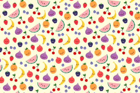 Coupons de tissu "Fruits et légumes" 45,5 x 55 cm - 4 designs  - Coupons de tissus – 10doigts.fr
