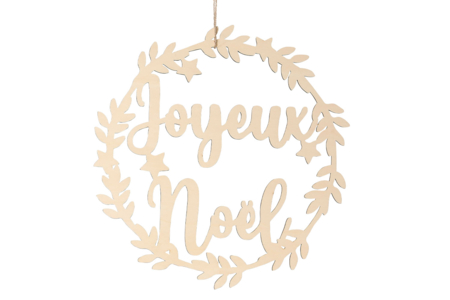 Couronne Joyeux Noël en bois - Couronnes de Noël – 10doigts.fr