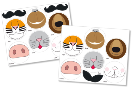 Stickers museaux d'animaux - 12 stickers - Gommettes Animaux – 10doigts.fr