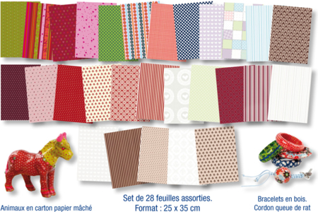 Créart'paper 28 feuilles imprimés assortis - 10doigts.fr