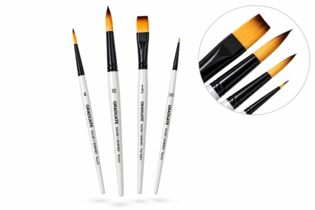 Daler-Rowney n°4 pour acrylique & aquarelle - 4 pièces - Pinceaux et brosses pour peinture acrylique – 10doigts.fr