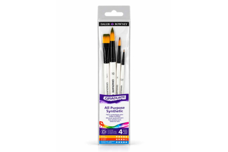 Daler-Rowney n°4 pour aquarelle - 4 pièces - Pinceaux et brosses pour peinture acrylique – 10doigts.fr