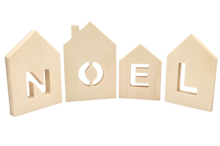 Maisons en bois à poser - mot "Noël" - Objets en bois Noël – 10doigts.fr