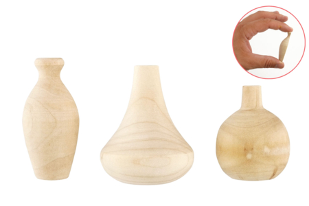 demin vases en bois - Fleurs et feuilles décoratives – 10doigts.fr