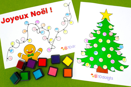 Coloriages de Noël à compléter avec les doigts - Bricolages de Noël – 10doigts.fr