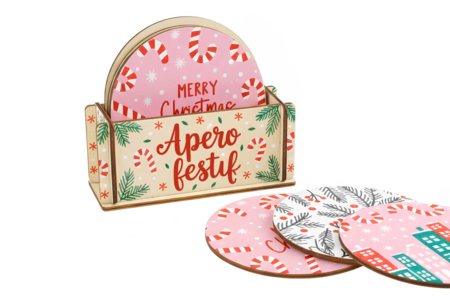 Dessous de verre en bois + support de rangement déco noel - Objets bois pour la cuisine – 10doigts.fr