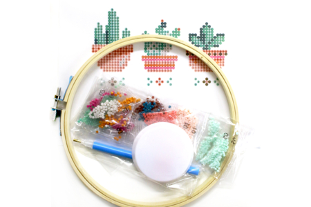 Kit tableau "Peinture Diamant" cactus - Diamond painting – 10doigts.fr