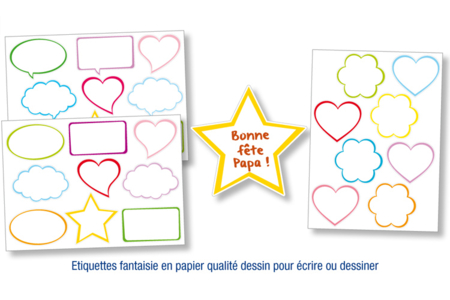 Set de 26 étiquettes en papier qualité dessin pour écrire ou dessiner - 10doigts.fr