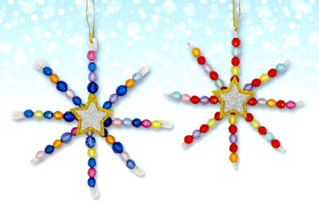 Kit fabrication suspensions Noël en perles - 12 flocons - Activités de Noël en kit – 10doigts.fr