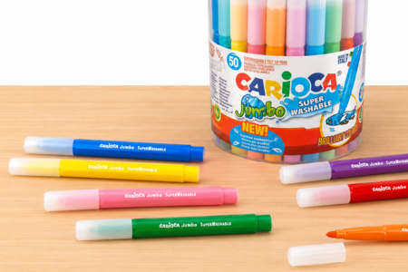 Feutre Carioca Jumbo enfants super lavable - Feutres pointes larges : pour des coloriages éclatants et des aplats parfaits – 10doigts.fr