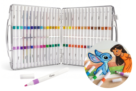 Valisette de 60 feutres acryliques - pointe large