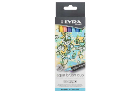 Feutres Aqua Brush Duo Lyra, 6 couleurs pastel - Feutres pinceaux : précision et souplesse pour dessiner – 10doigts.fr