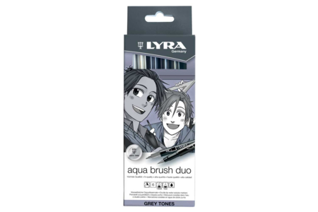 Feutres Aquabrush Duo Lyra - 6 couleurs nuances de gris - Feutres à alcool : des couleurs intenses et des dégradés sans traces – 10doigts.fr