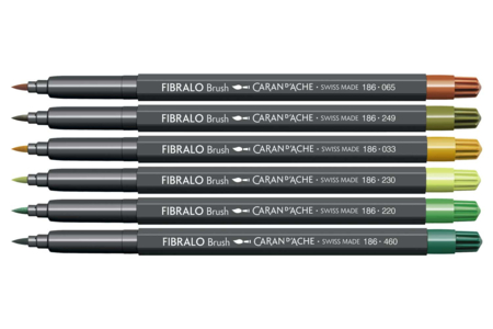 Feutres brush FIBRALO - 6 couleurs "Botanic" - Feutres pinceaux : précision et souplesse pour dessiner – 10doigts.fr