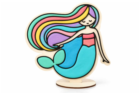 Figurine décorative Sirène en bois - Formes en bois à décorer – 10doigts.fr