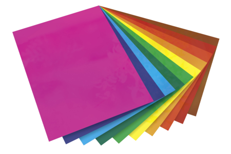 Films colorés pour la décoration des fenêtres - 10 couleurs assorties - Feuilles en plastique – 10doigts.fr