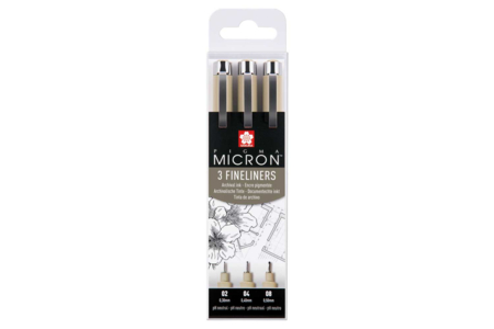 Fineliners Sakura noirs, medium - 3 pcs - Feutres calibrés et fineliners pour le dessin de précision – 10doigts.fr