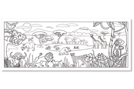 Fresque géante à colorier : Savane Africaine - Fresques de coloriage – 10doigts.fr