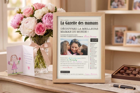 Gazette Maman + son cadre en bois - Cadres et clips photos : des supports uniques pour afficher vos souvenirs – 10doigts.fr