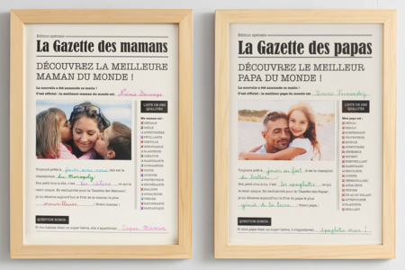 Gazettes Maman & Papa + 2 cadres - Cadres photos à décorer – 10doigts.fr
