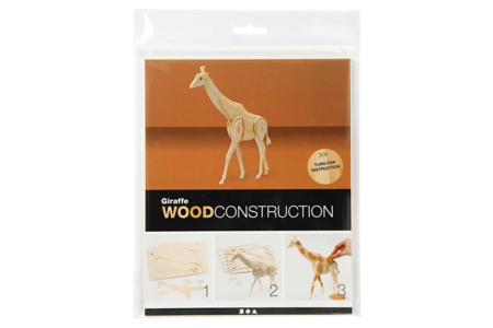 Girafe 3D en bois naturel à monter - Maquettes en bois – 10doigts.fr