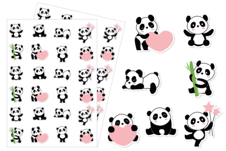 Gommettes "Pandas" - 48 pcs - Gommettes Animaux – 10doigts.fr
